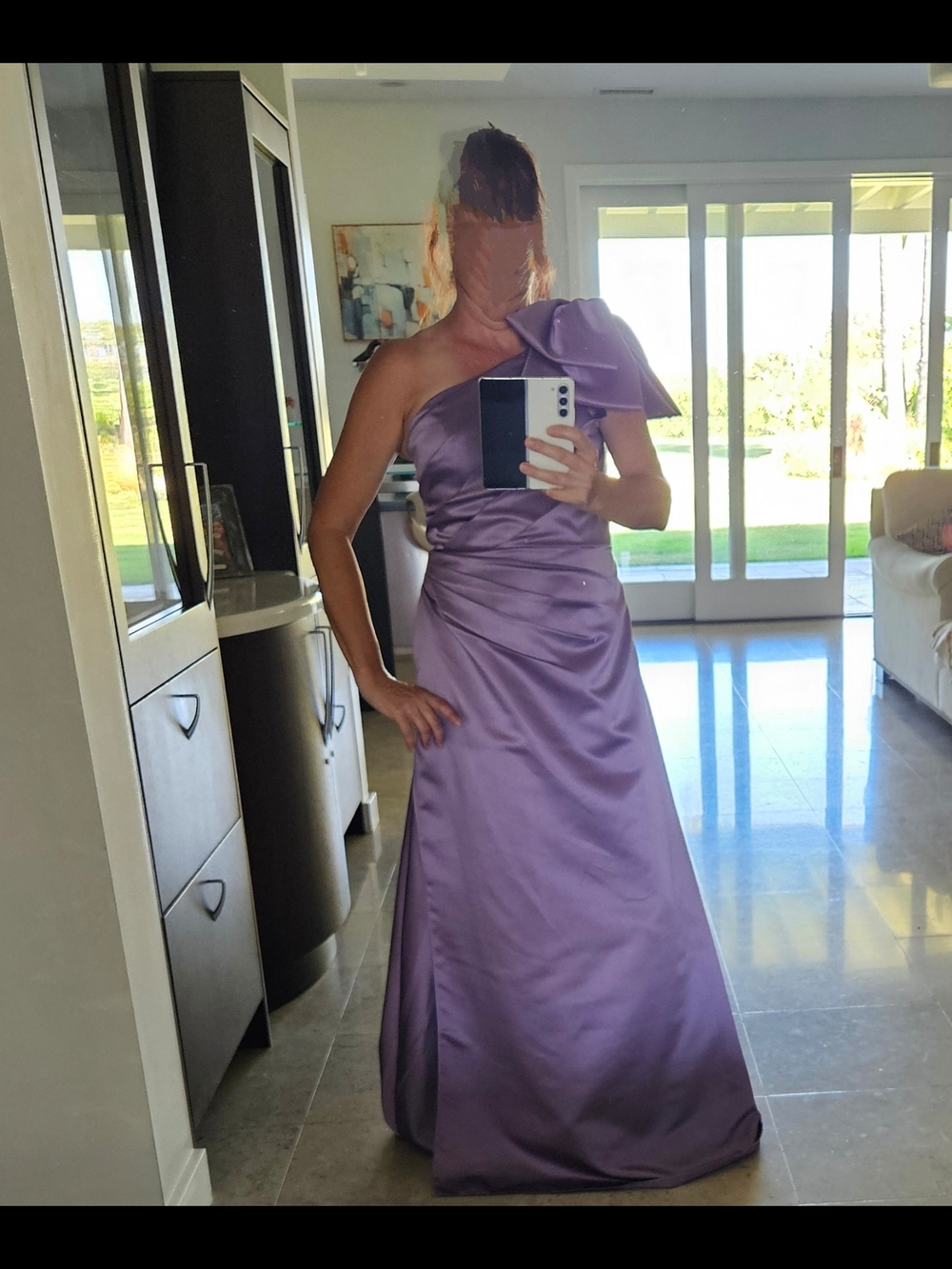 NWT One-Shoulder Satin Evening Gown - Lavendar, Wisteria